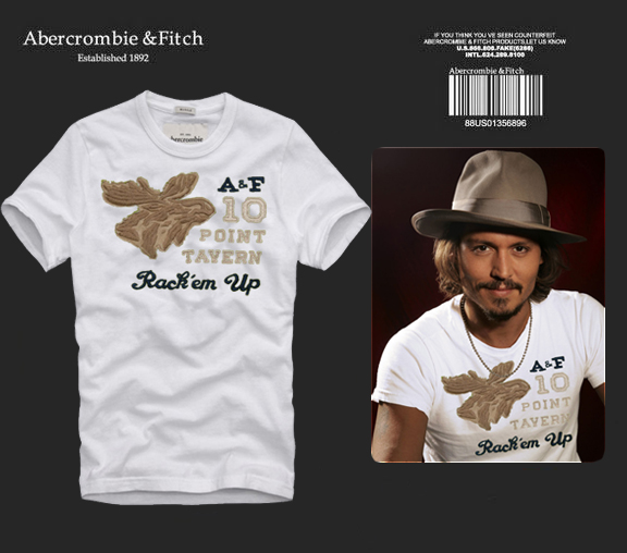 Abercrombie Fitch Hombres De Cuello Redondo Con Gente Fotos Corto Remera AF5699